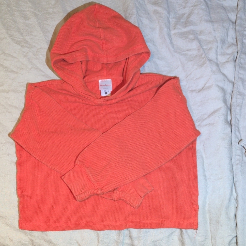 Hanna Andersson Orange Hooded Waffle Weave Shirt Size 6/7 (120)